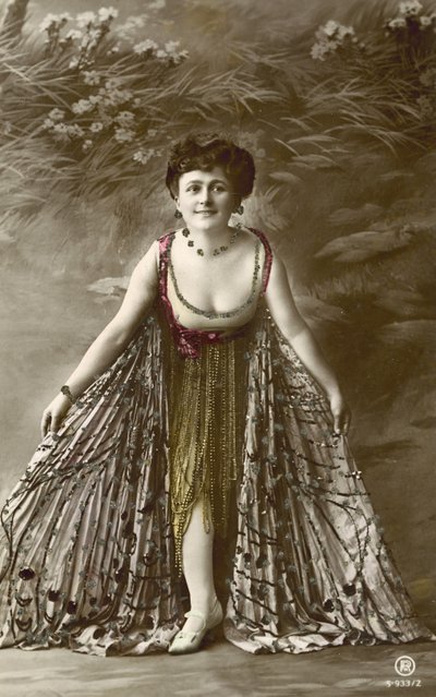 Actress in Extravagant Dress, with Striking Décolletage by French Photographer